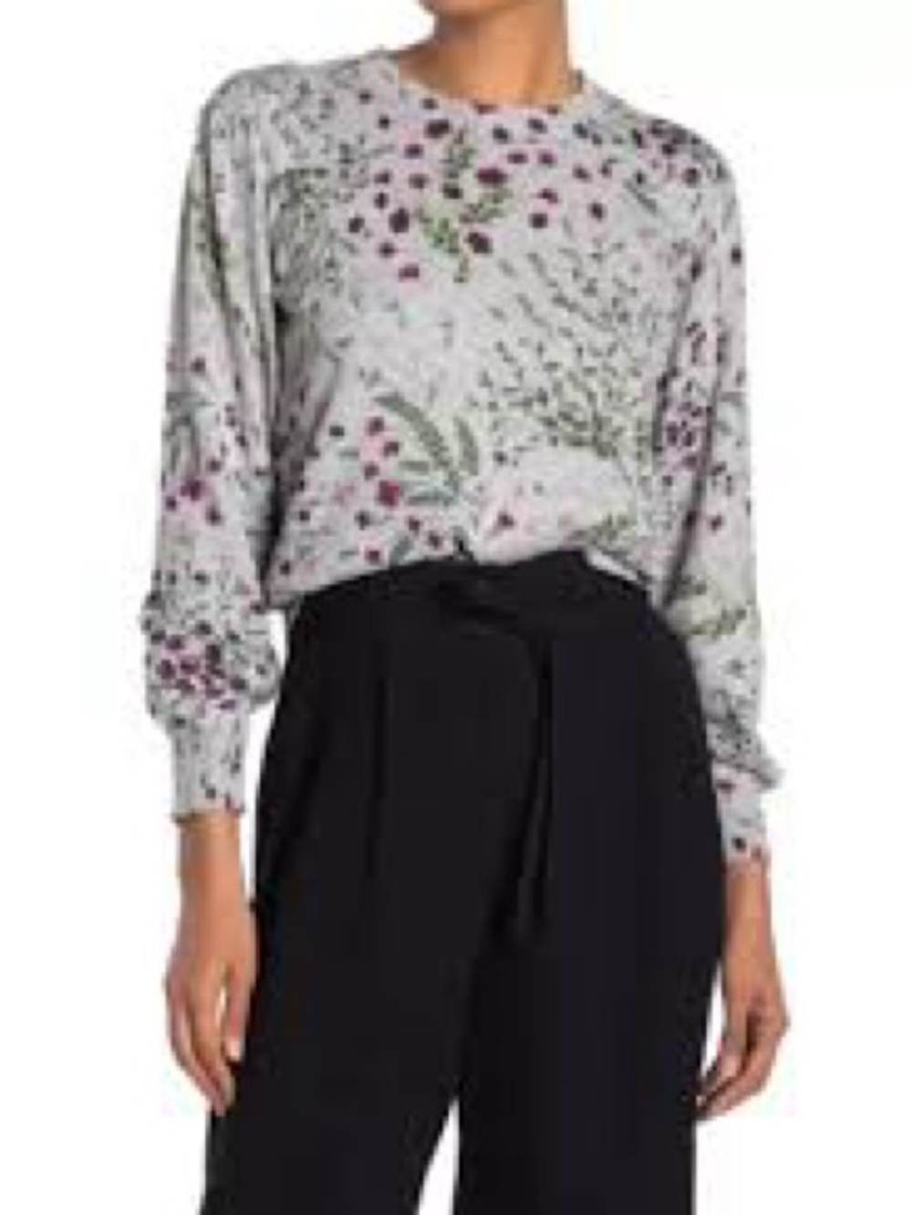 Joie Verna Sweater Heather Grey Floral